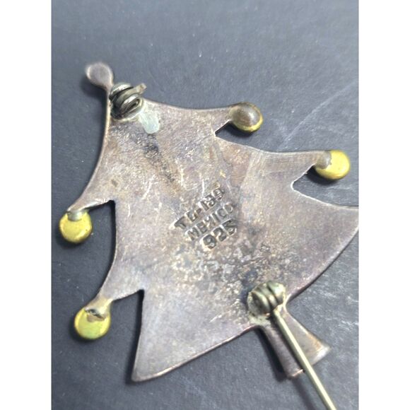 Taxco Sterling Silver Gold Brooch Pin Christmas Tree Mixed-Metal Artisan - Picture 3 of 8